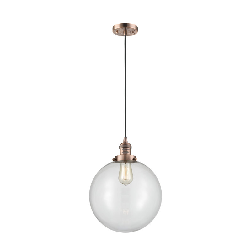 Lorene 1 - Light Single Pendant, LED, Antique Copper, Clear