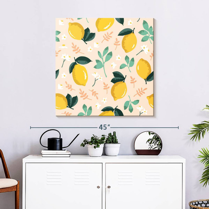 Arney Lemon And Flowers Pattern, 30" H x 30" W