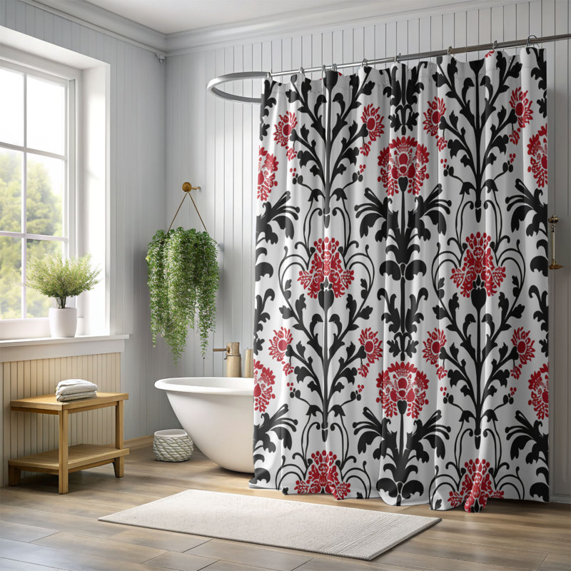 Traditional Traditional - Rideau de douche standard 1 pièce, H 74 po x l 71 po