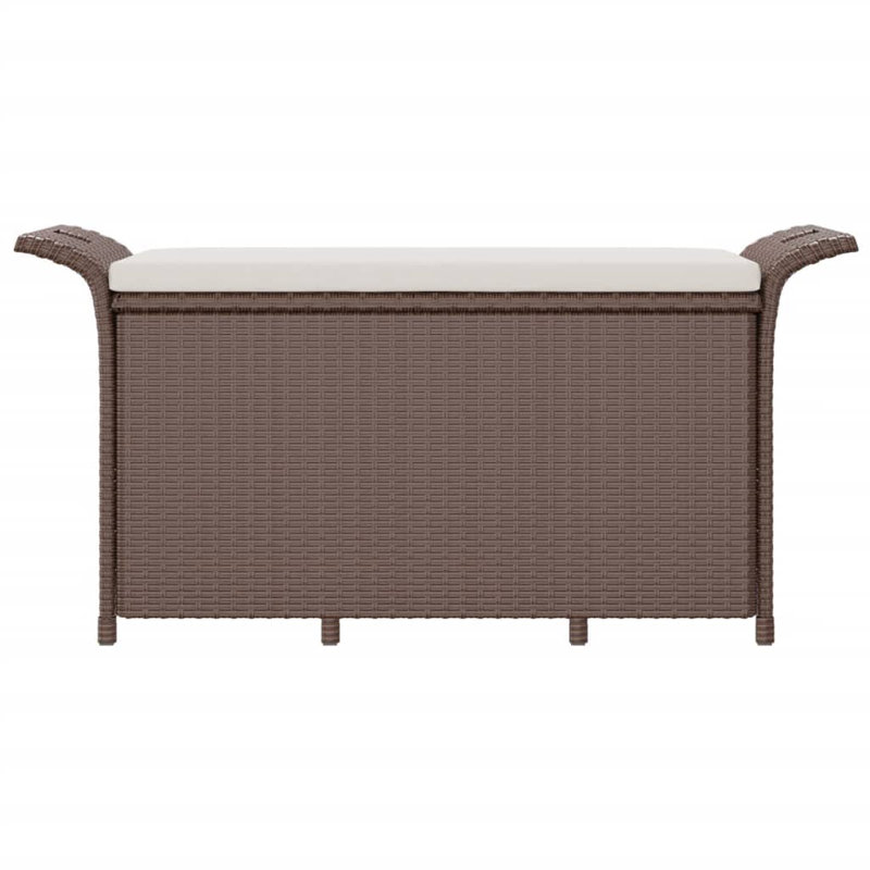 Garden Bench with Cushion Poly Rattan, Brown
