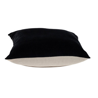 Coussin décoratif en velours noir deux tons