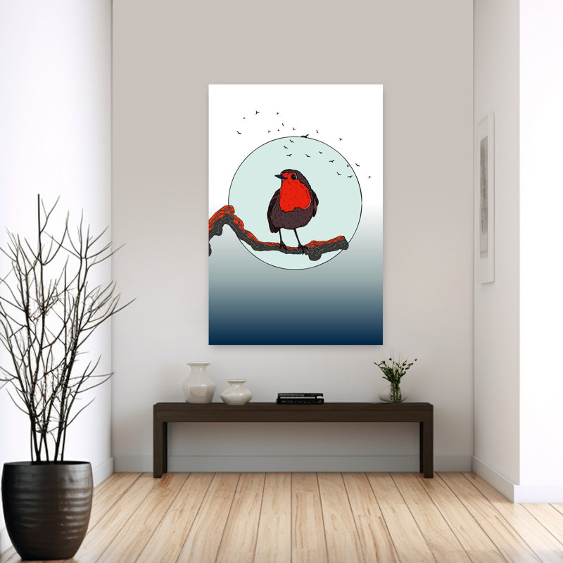 Contemporary Art Contemporary Minimalist Modern Bird Landscape Mountain Wall Art - Wrapped Canvas Print