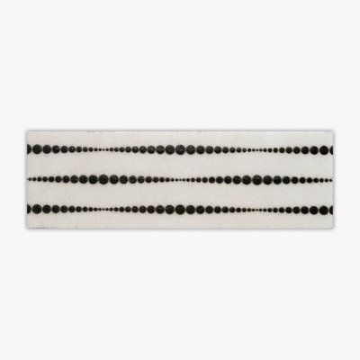 Turkish Carrara Honed Black Engraving Marble 4x12 Decorative Border