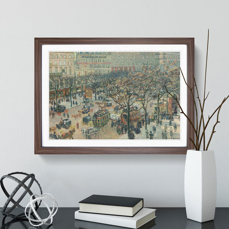 Italian Boulevard by Camille Pissarro - Picture Frame Painting, 36cm H x 48cm W x 2cm D, Walnut