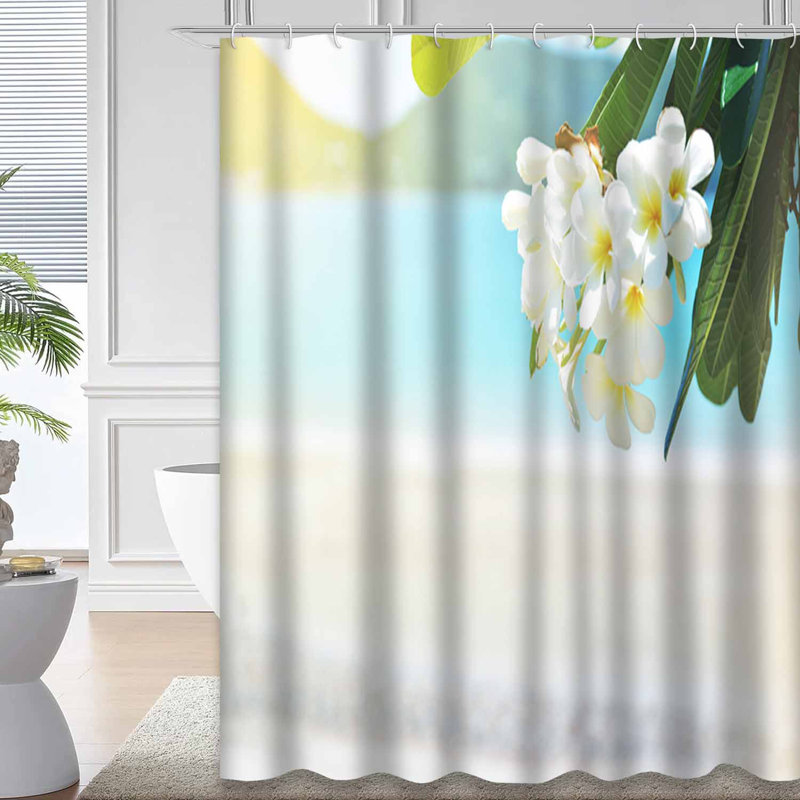 Fleur blanche, plage, mer, asie, fleurs, belle fleur noire avec 12 crochets, L 72 po x l 72 po