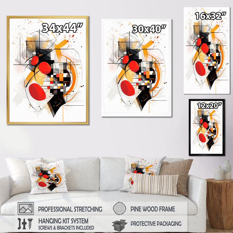 Symphonie abstraite rouge et noire III sur toile, Toile tendue, H 20 po x l 12 po x P 1 po