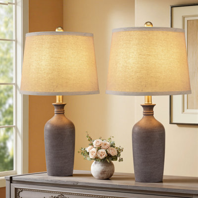 ChenJoss 23" Ceramic Table Lamp Set, suitable for bedrooms, living rooms, desks, and offices