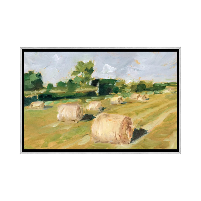 "Hay Field II" par Ethan Harper, reproduction d’art, Pas de tapis, H 18 po x l 26 po x P 1,5 po, Toile avec cadre argenté