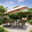 Parasol de luxe à grain de bois beige de 9 pieds avec structure en porte-à-faux décalée qui permet une rotation libre de 360 degrés.-1567208593