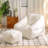 Compression 38.5" W Soft Teddy Fabric Foam Filled Bean Bag Chair With Ottoman-2115537665