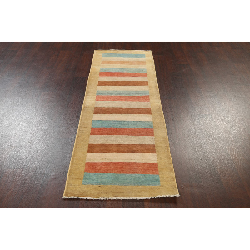 Striped Gabbeh  Oriental Runner Rug 3x7