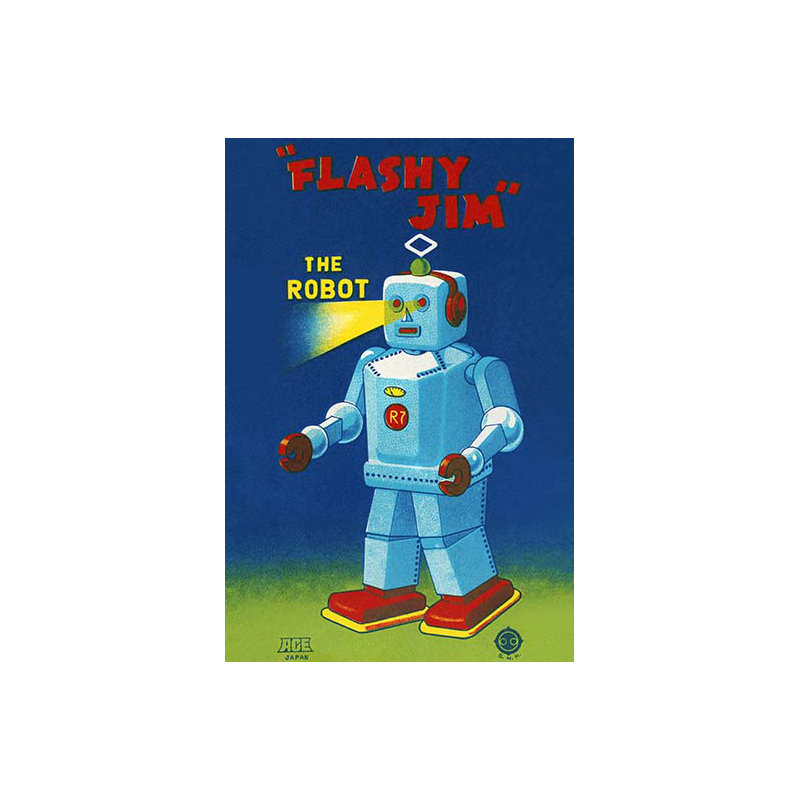 Jim flashy-le robot-imprimé de publicités, H 66 po x l 44 po x P 1,5 po