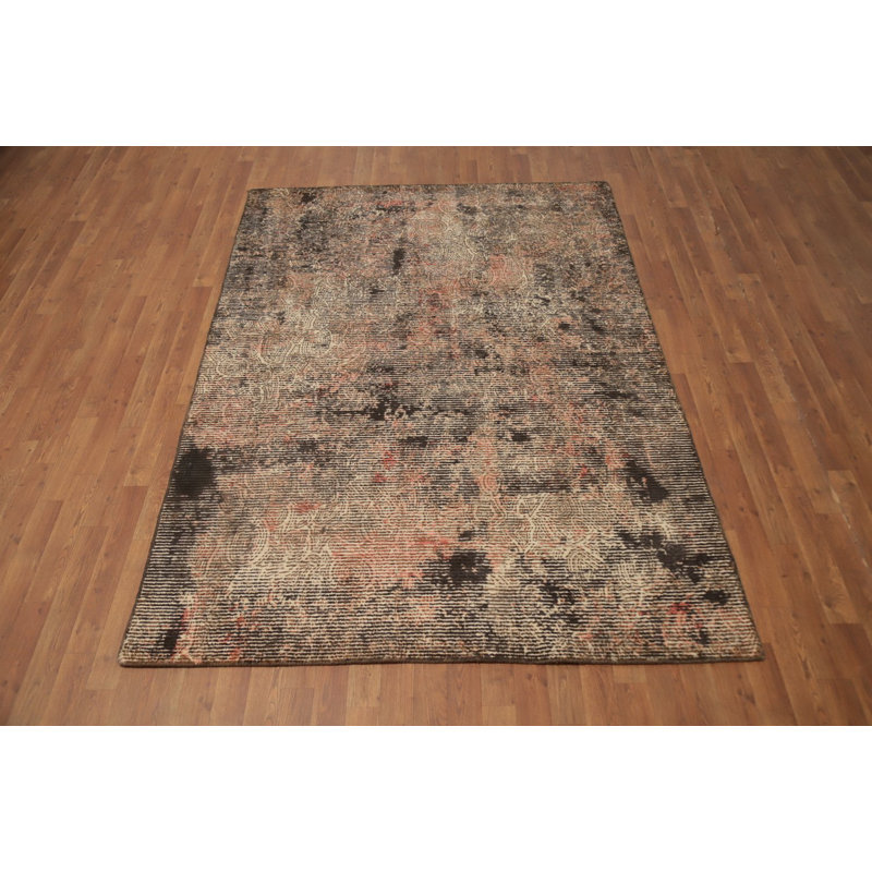 Distressed Look Abstract Area Rug 5x8