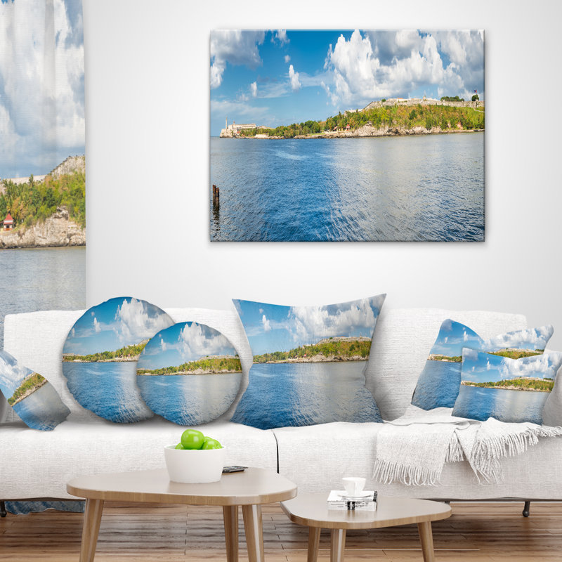 Coussin The Bay of Havana Panorama - Sea & Shore, 18 po x 18 po, Coussin décoratif