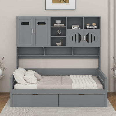 Lit de jour simple en bois avec tiroirs