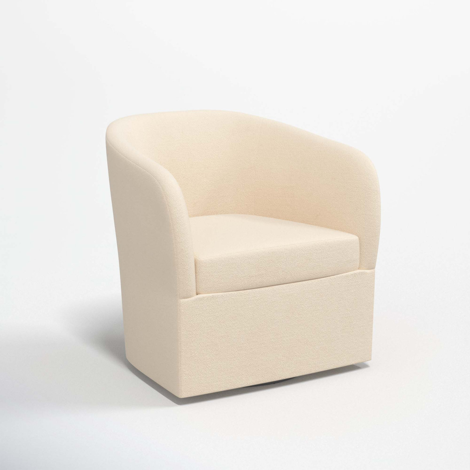 Lesia Upholstered Swivel Barrel Chair, Classic Pearl Performance Velvet