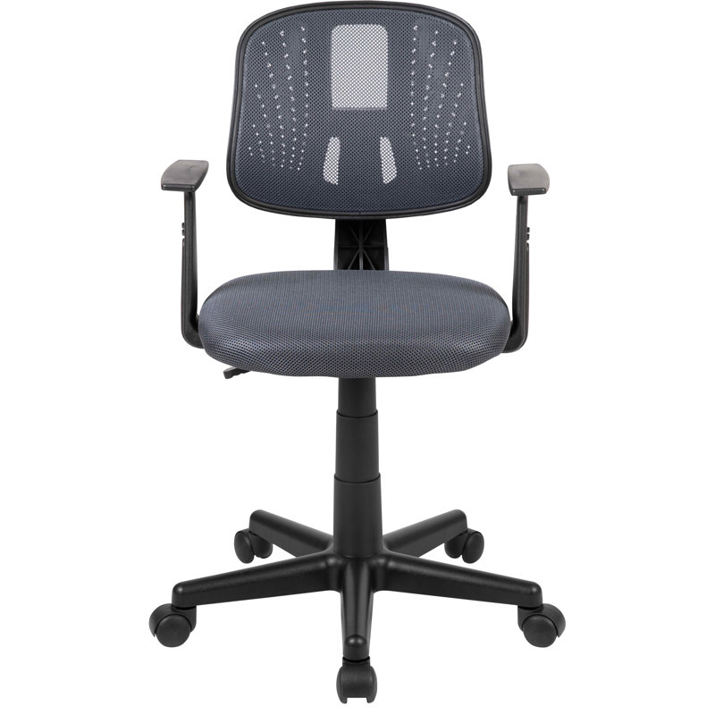 Contemporary Mid-Back Mesh Swivel Task Chair with Pivot Back in Gray