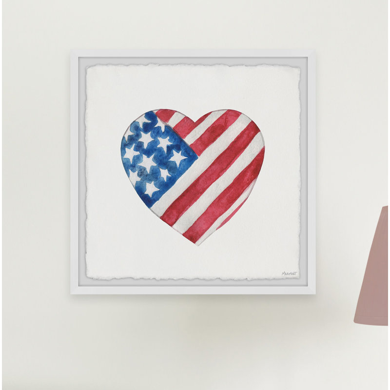 Impression encadrée « Heart Shape flag », H 32 po x l 32 po x P 1,5 po