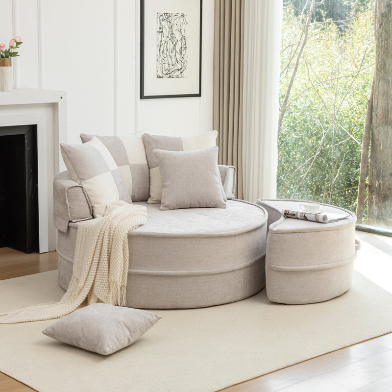 Fauteuil demi-tonneau contemporain surdimensionné avec 5 coussins Contemporary, Gris