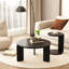 Ensemble de 2 tables basses gigognes rondes en bois de 32,68 pouces et 83 cm de diamètre avec 2 tables de bout, plateau en placage de chêne noir résistant à l'eau et ensemble de tables d'appoint en polyuréthane résistant à l'usure pour le salon, la salle d'étude
