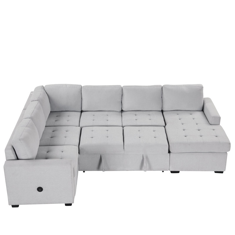Canapé modulaire 5 pièces Godard, Polyester gris