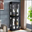 Élégante vitrine vitrée éclairée - Rangement à cadre en bois pour le salon, la cuisine et le garde-manger - Ampoule incluse - Idéal pour le vin, les jouets et les objets de collection