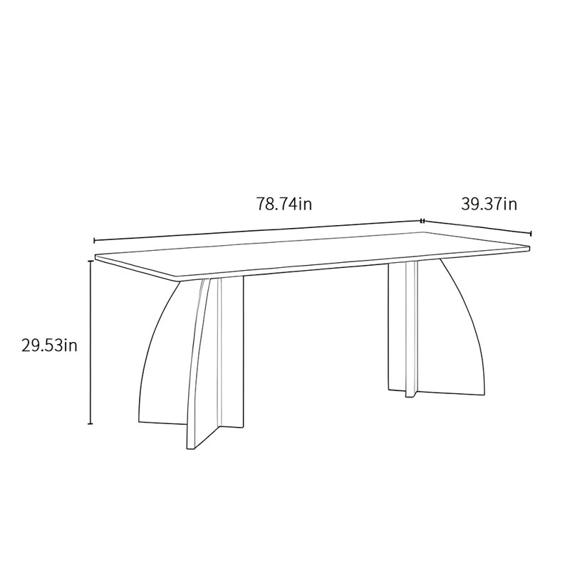 Modern simple style rectangular dining table, 29.53" H x 78.74" L x 39.37" W
