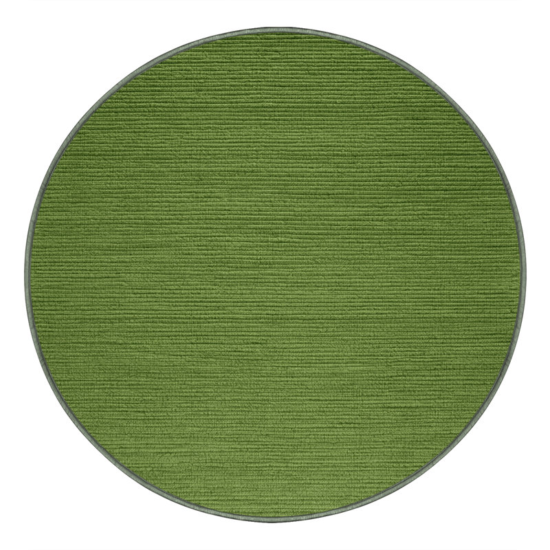 Machine Washable Solid Green Area Rug, Round 4'