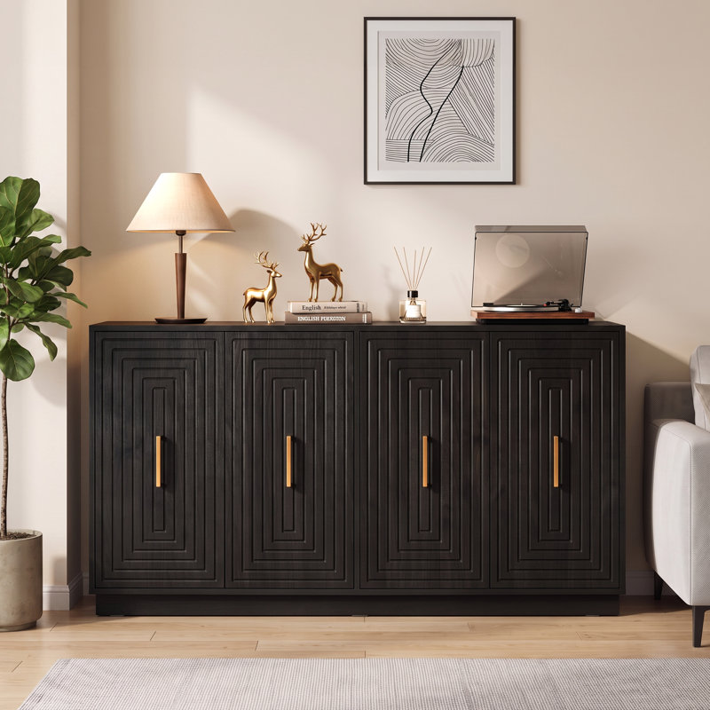 Buffet 55,1 "avec tablettes réglables, Noir
