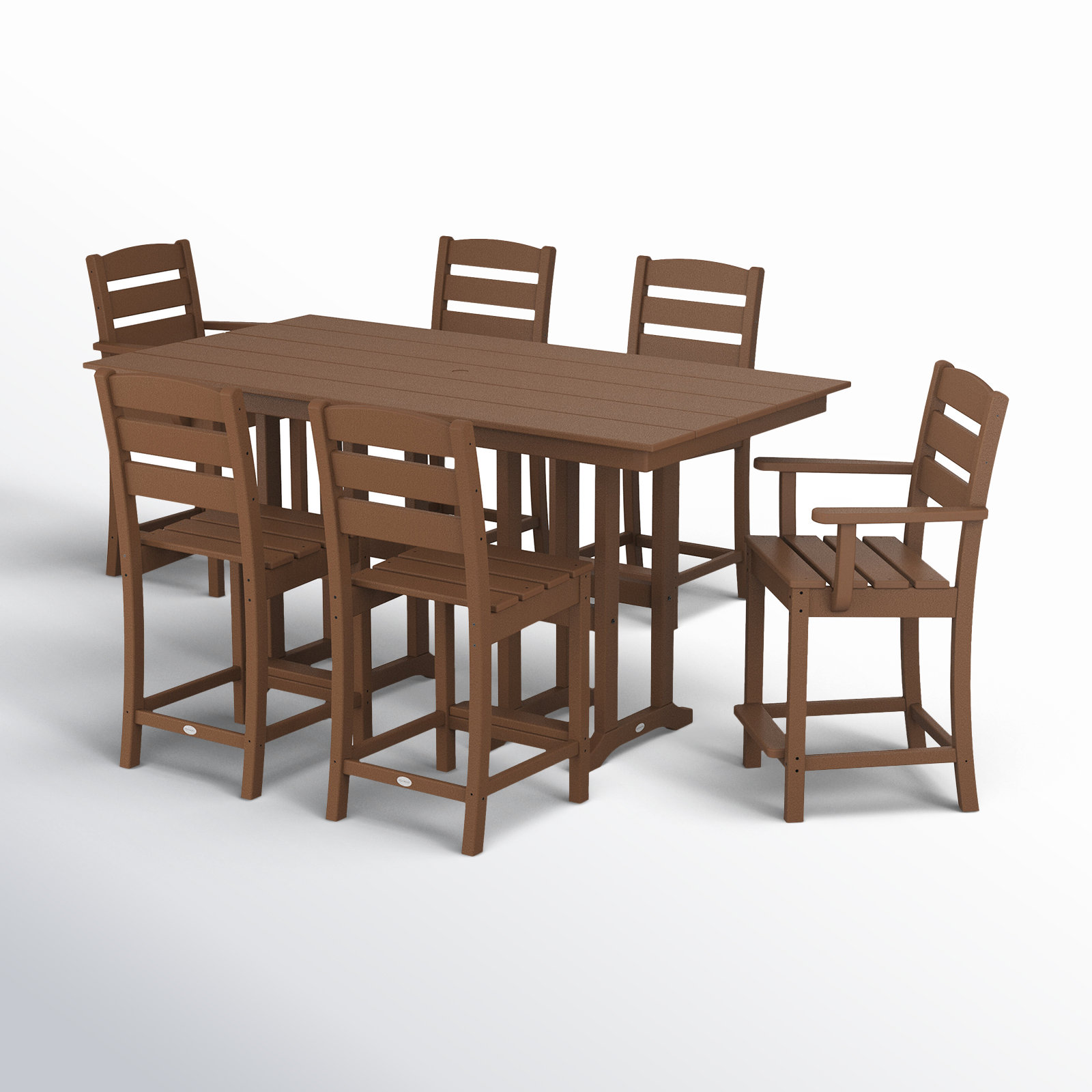 POLYWOOD® Lakeside 72" Patio Dining Set, Teak