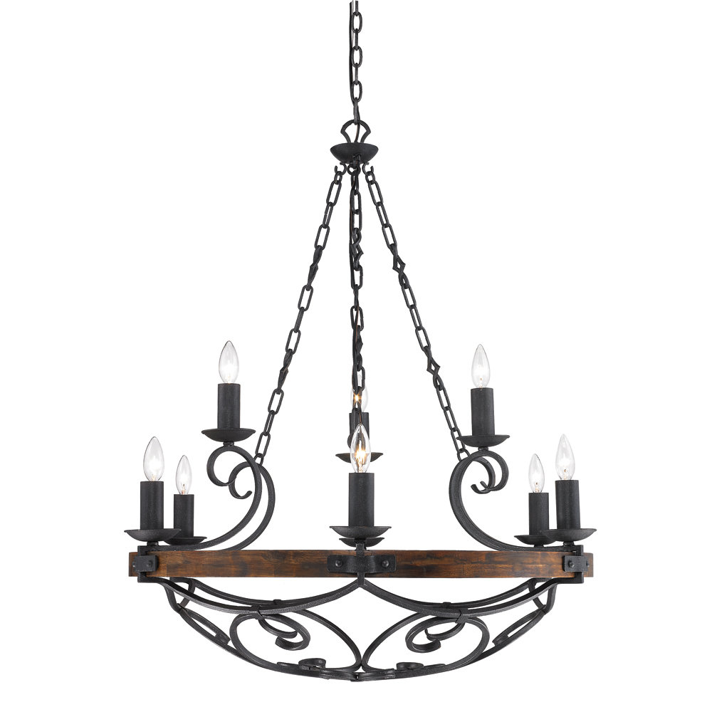 Conyngham 9 - Light Candle Style Empire Chandelier with Wood Accents Lark Manor™ Shade 