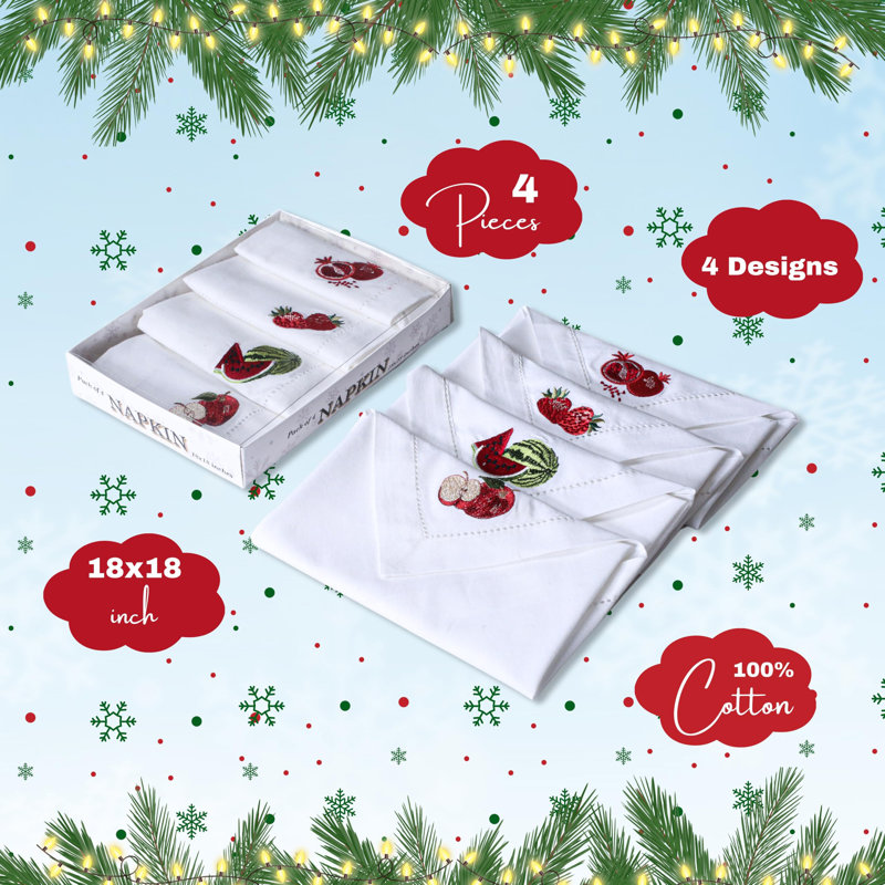 Cotton Cloth Embroidered Napkin 18x18, Machine Washable with Retail Gift Package, Perfect for every occasion