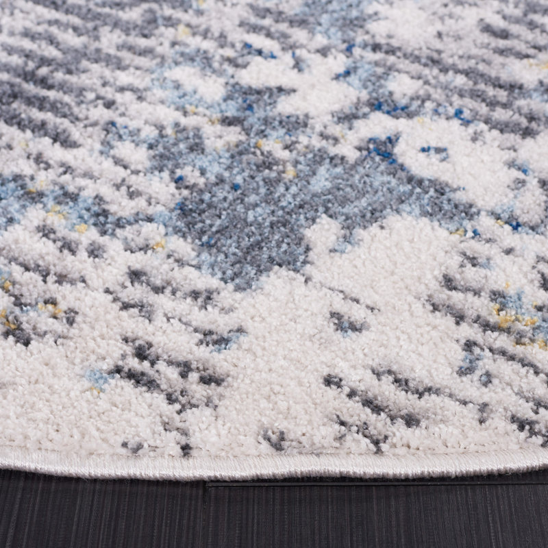 Tapis abstrait ivoire / gris foncé Ethellee, Rectangle 4 pi x 6 pi