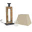 Lampe de table rectangulaire d'extérieur en ardoise 31 "avec abat-jour beige H 31"