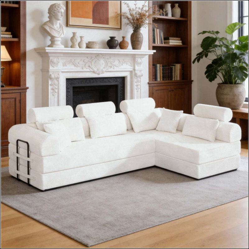 Canapé modulaire en L Boneless, Beige