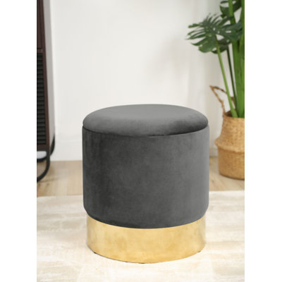 Ajla 39cm Wide Velvet Tufted Circle Pouf Ottoman with Storage