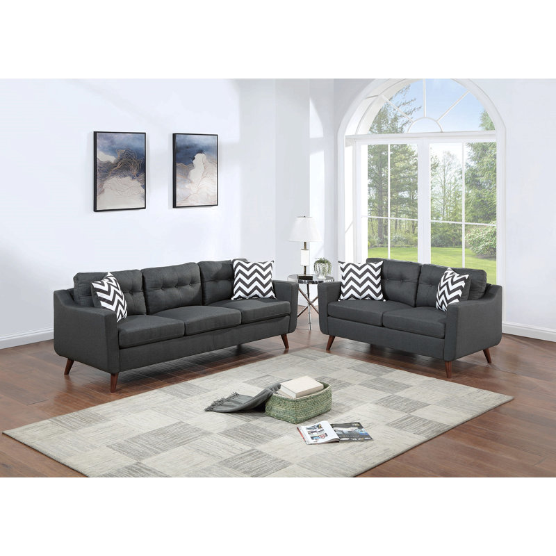Causeuse moderne avec coussins et coussins 2 pièces, Noir