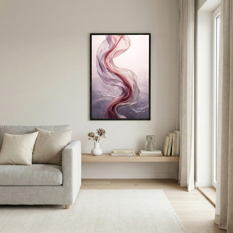 Art mural sur toile rose et mauve, H 24 po x l 16 po