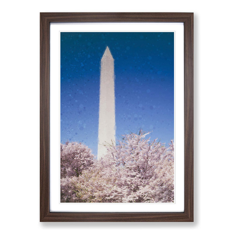 The Washington Monument - Picture Frame Graphic Art Print, 50cm H x 35cm W x 2cm D, Walnut
