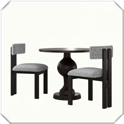 Upholstered Metal Leg Dining Chairs Round Table 3-Piece Set Practical Durable Stylish Functional