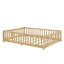 Lit double pleine grandeur avec clôture et porte, lit en bois d'hévéa avec garde-corps de sécurité / près du sol-49967484