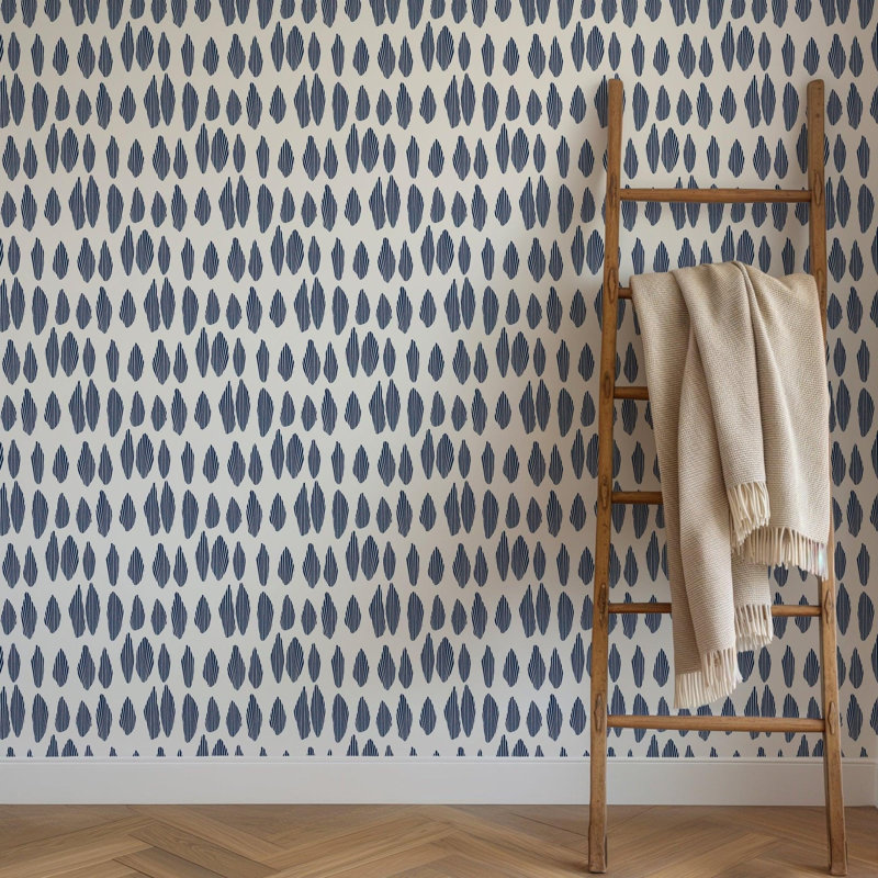 Lomé Cascade 10' L x 24" W Wallpaper Roll, Marine, Faux Grasscloth