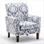 Fauteuil à motifs en mélange de polyester, structure en bois de bouleau massif avec pieds fuselés bruns, chaise d'appoint rembourrée de mousse avec garniture pour le bureau du salon