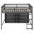 Full Size Loft Bed with 8 Open Storage Shelves and Built-in Ladder-891343889