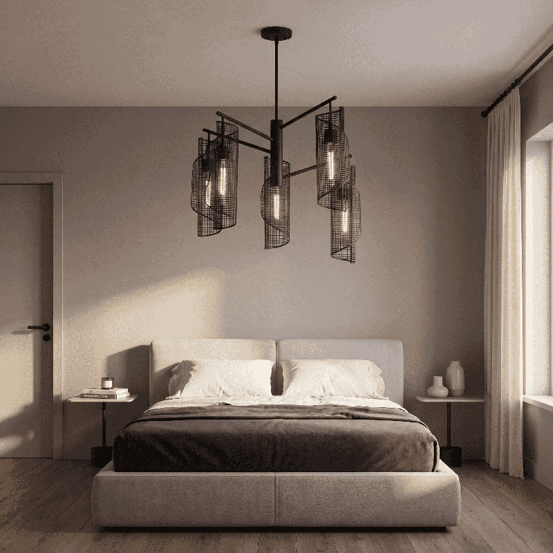 Nygaard 5-Light Chandelier in Matte Black, Matte Black