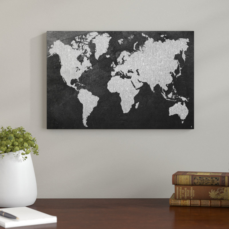«Gray Map», reproduction d'impression sur toile, H 12 po x l 18 po x P 1,5 po, Toile