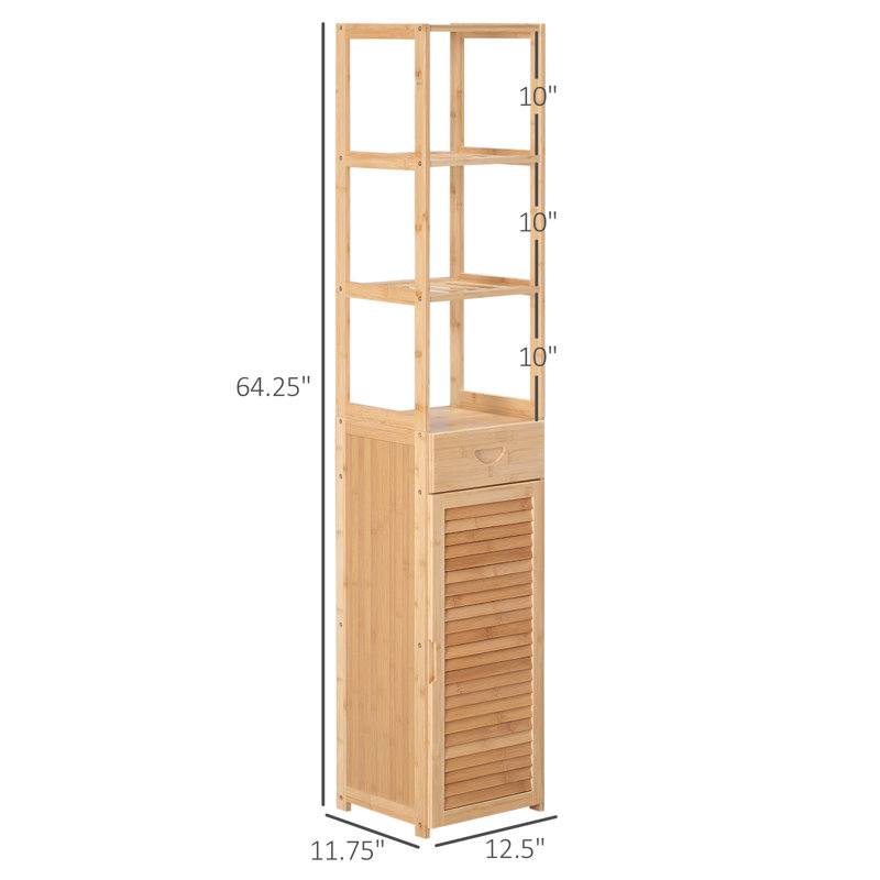 Armoire de rangement de salle de bain avec tiroir et tablettes à lattes