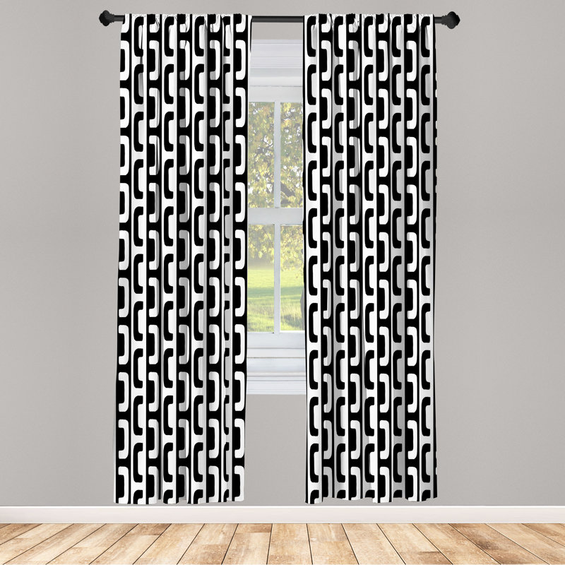 Paire de rideaux abstraits, supports modernes, paire de 28 po, gris anthracite et blanc, L 28 po x L 84 po