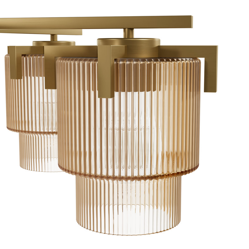Hunter x Jasmine Roth Ontario 5 Light Chandelier Ceiling Light Fixture, Amber, Luxe Gold