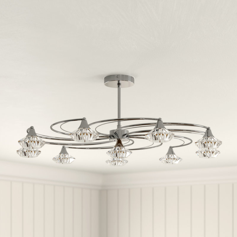 Greenhaw Glass Semi Flush Mount, Satin Chrome